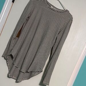 Cherish Black and White Striped Long Sleeve Top